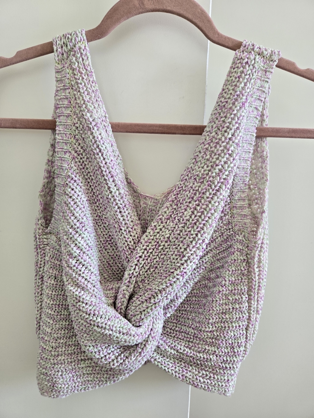 Multi Color Knit Twist Back Tank Top - Picture 3 of 9